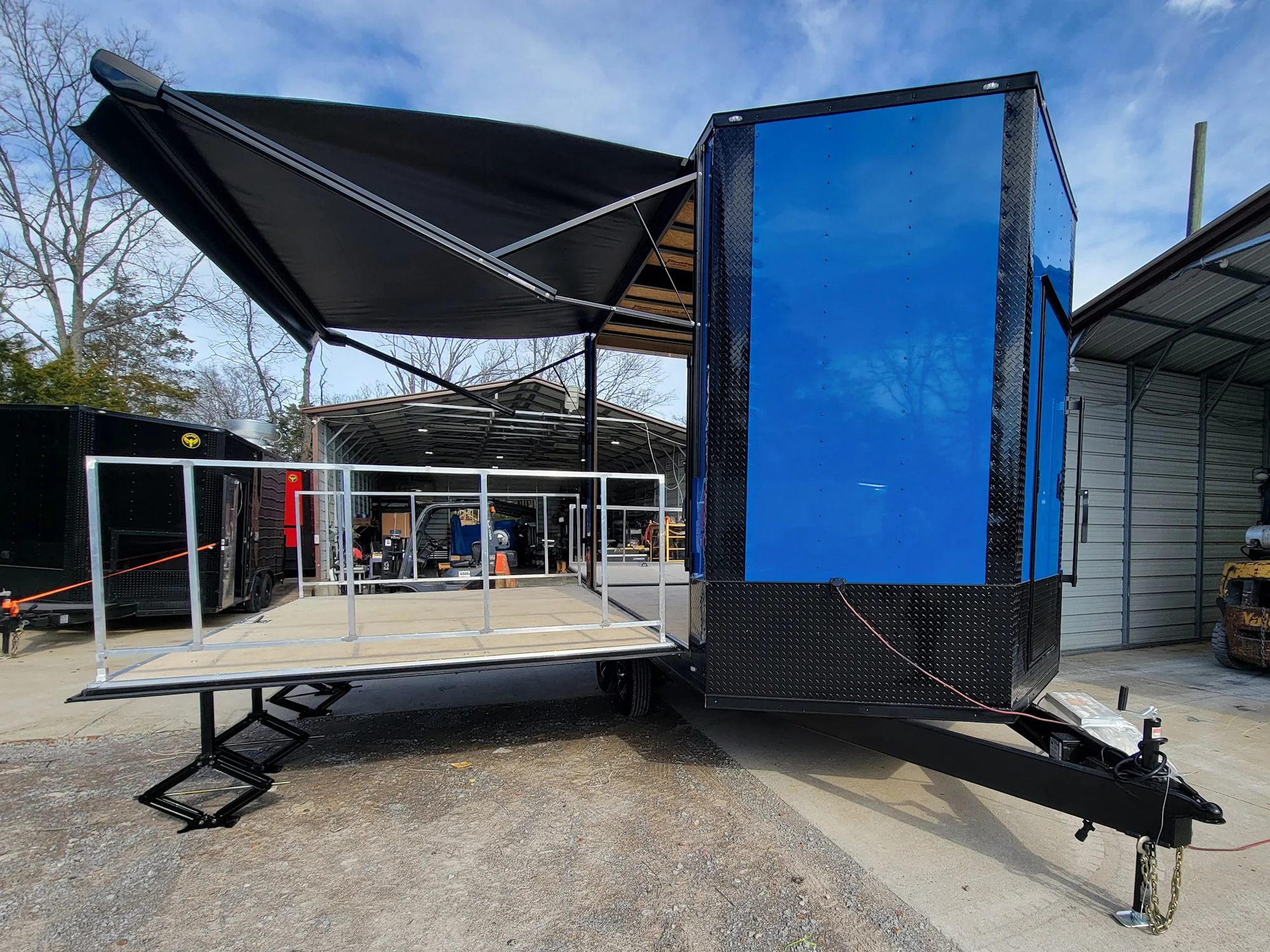 8.5' x 14' Custom Stage Trailer Cobalt Blue With Blackout