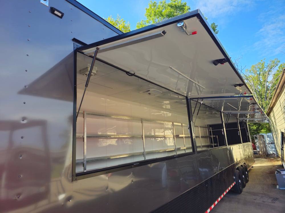 1004-8.5-x-53-charcoal-grey-fireworks-vending-gooseneck-trailer-4.jpg 8.5' X 53' Charcoal Grey Fireworks Vending Gooseneck Trailer