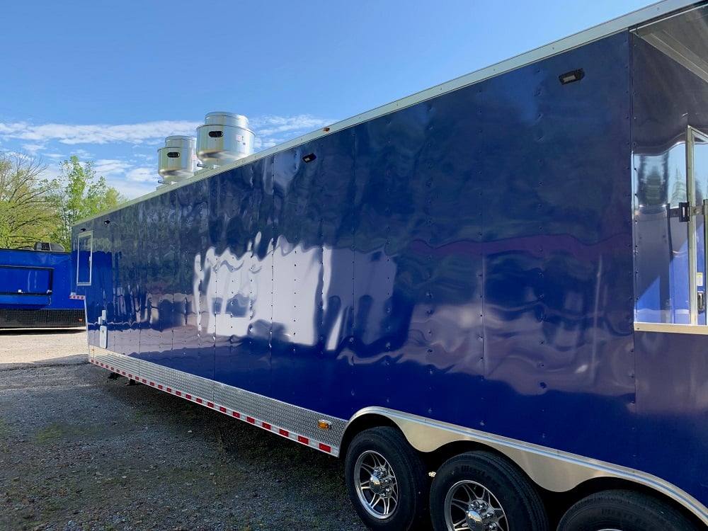 8.5' x 53' Cobalt Blue Gooseneck BBQ Concession Food Trailer