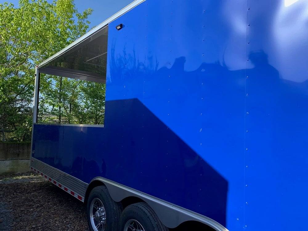 8.5' x 53' Cobalt Blue Gooseneck BBQ Concession Food Trailer