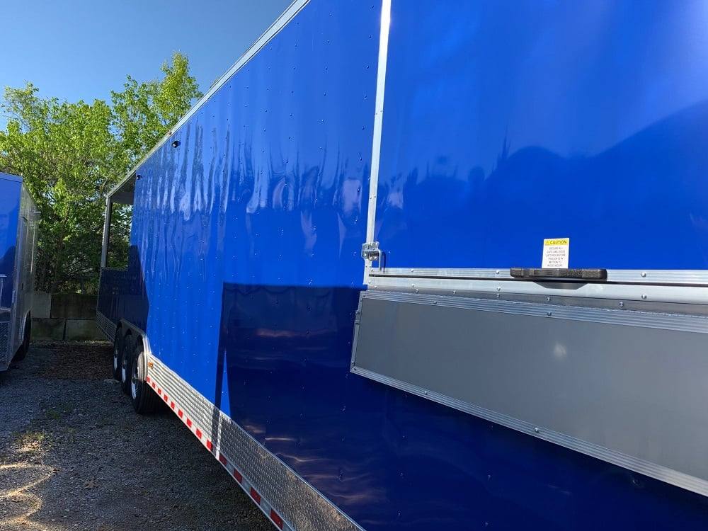 8.5' x 53' Cobalt Blue Gooseneck BBQ Concession Food Trailer