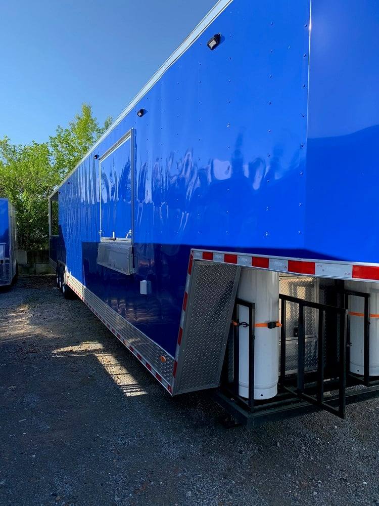 8.5' x 53' Cobalt Blue Gooseneck BBQ Concession Food Trailer