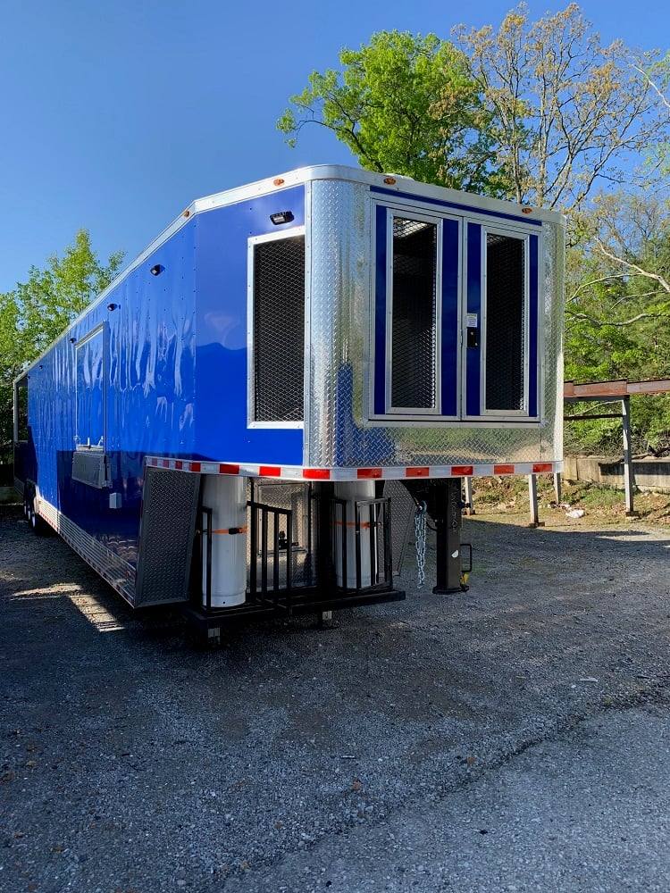 8.5' x 53' Cobalt Blue Gooseneck BBQ Concession Food Trailer
