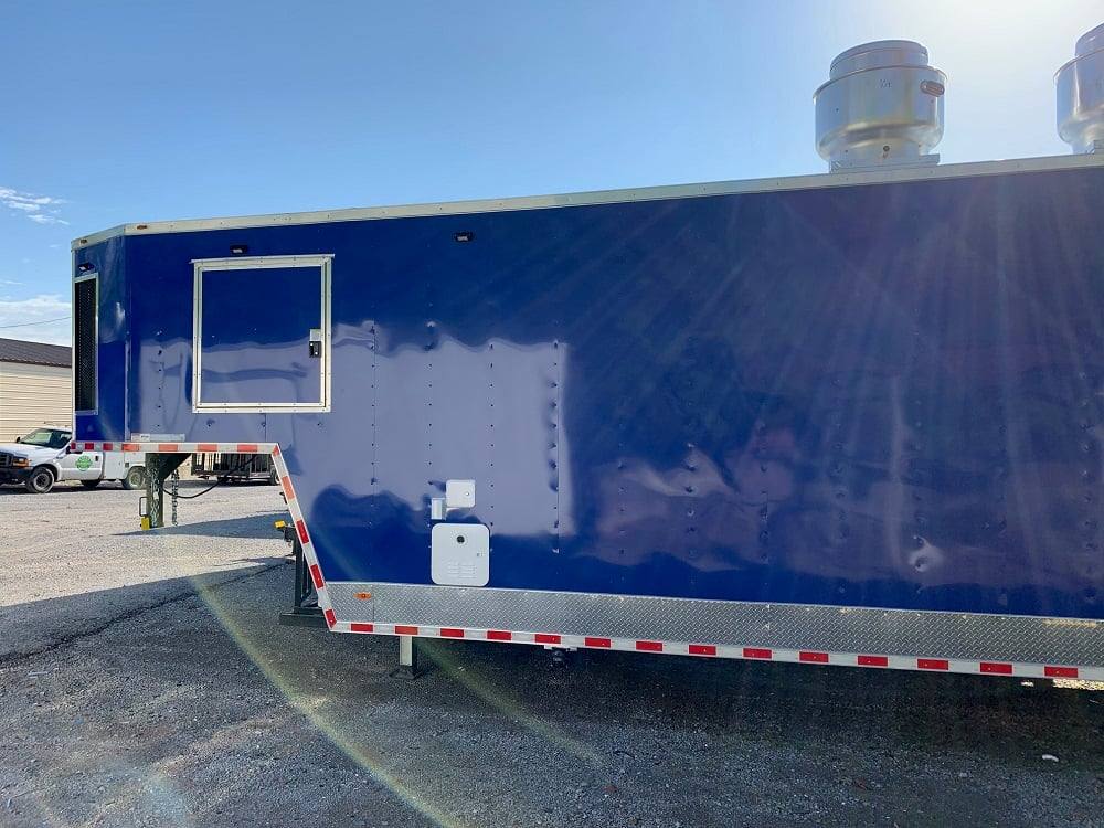 8.5' x 53' Cobalt Blue Gooseneck BBQ Concession Food Trailer