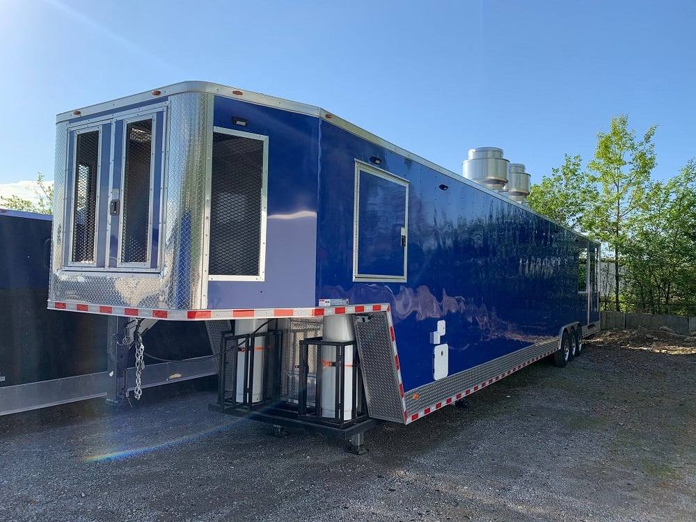 1006-8.5-x-53-cobalt-blue-gooseneck-concession-bbq-food-trailer-with-appliances-3.jpg 8.5' x 53' Cobalt Blue Gooseneck Concession BBQ Food Trailer with Appliances
