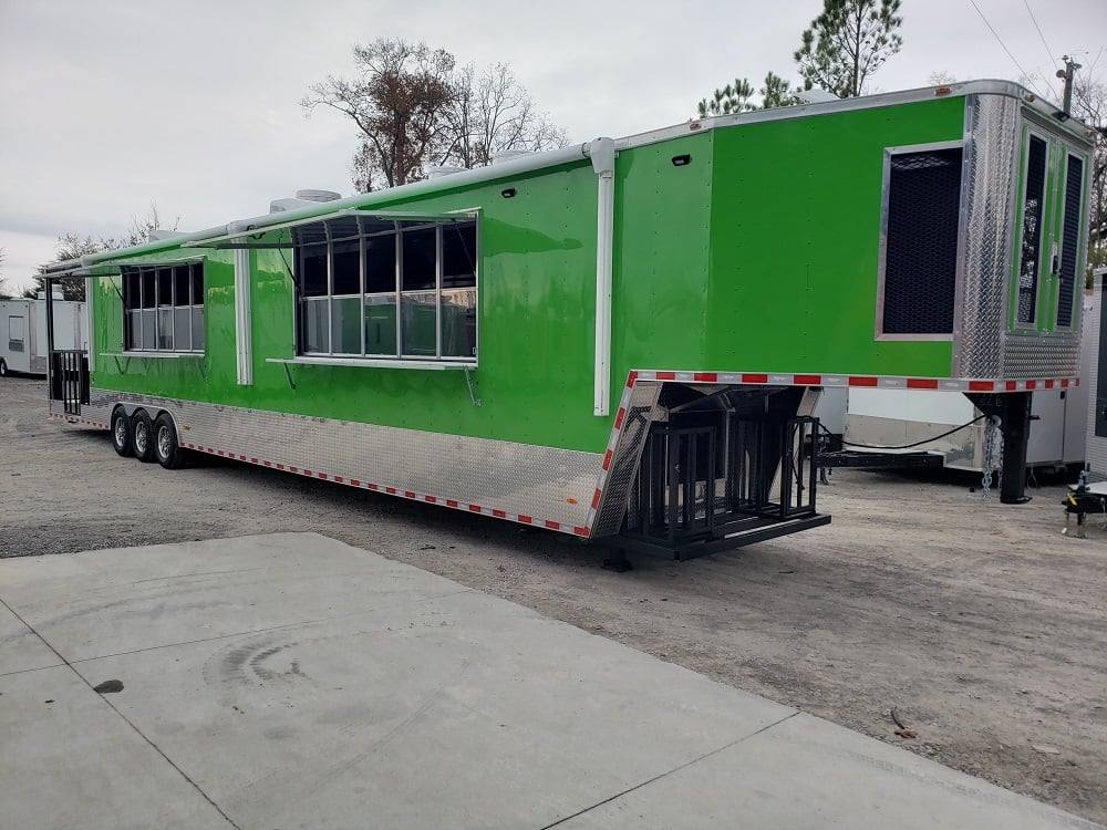 8.5' x 53' Lime Green Gooseneck BBQ Concession Food Trailer