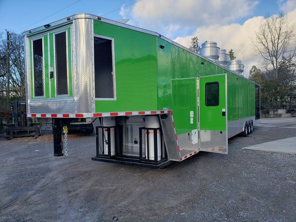 1008-8.5-x-53-lime-green-gooseneck-bbq-concession-food-trailer-with-appliances-12.jpg 8.5' x 53' Lime Green Gooseneck BBQ Concession Food Trailer with Appliances