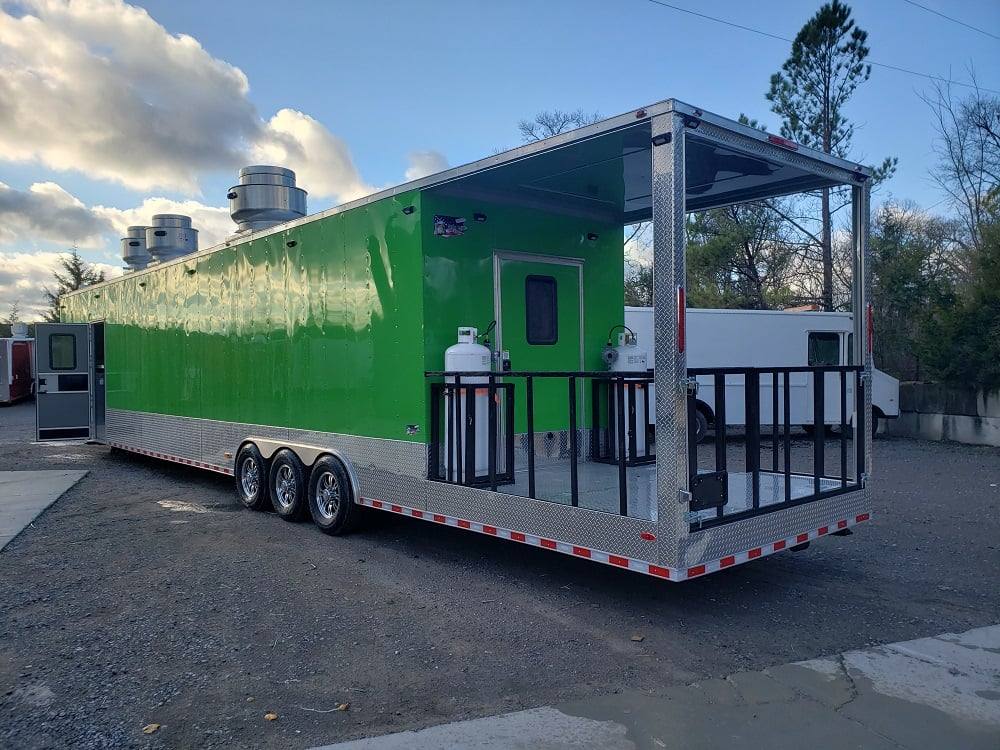 1008-8.5-x-53-lime-green-gooseneck-bbq-concession-food-trailer-with-appliances-20.jpg 8.5' x 53' Lime Green Gooseneck BBQ Concession Food Trailer with Appliances