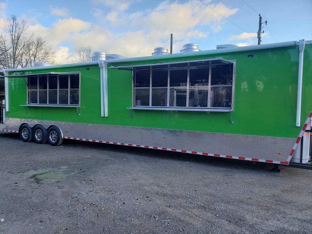 1008-8.5-x-53-lime-green-gooseneck-bbq-concession-food-trailer-with-appliances-23.jpg 8.5' x 53' Lime Green Gooseneck BBQ Concession Food Trailer with Appliances