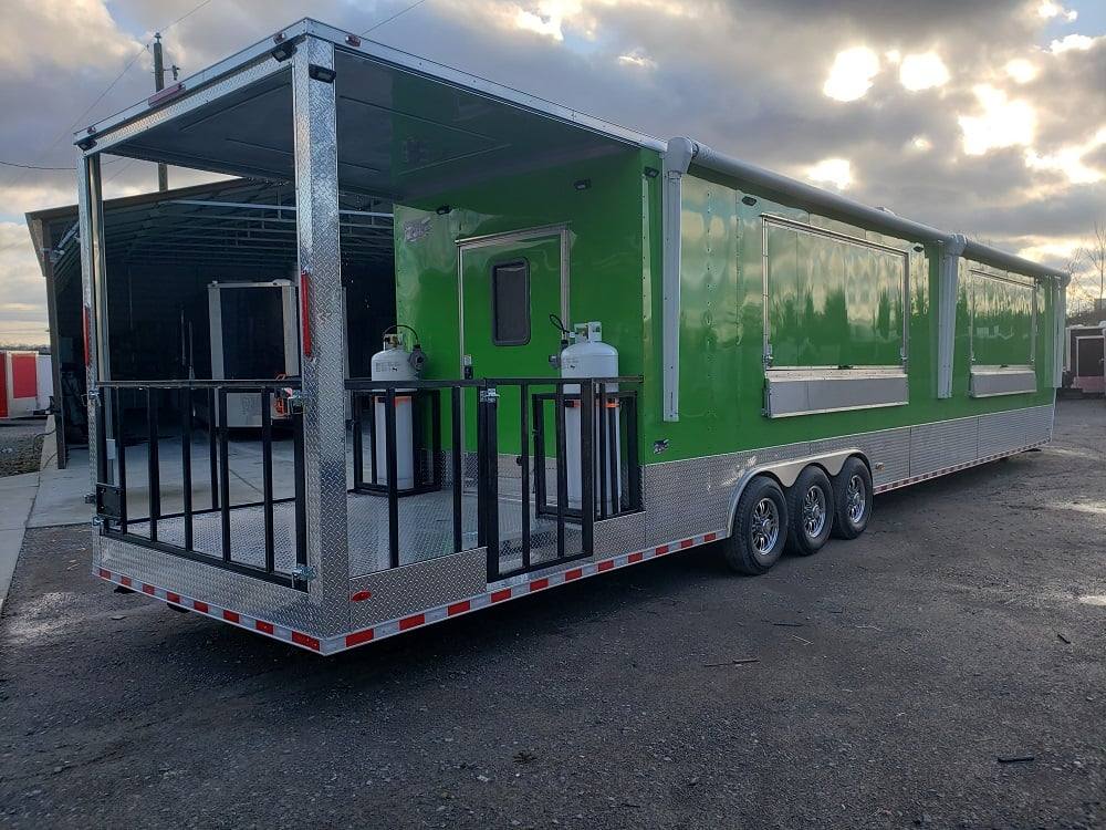 1008-8.5-x-53-lime-green-gooseneck-bbq-concession-food-trailer-with-appliances-31.jpg 8.5' x 53' Lime Green Gooseneck BBQ Concession Food Trailer with Appliances