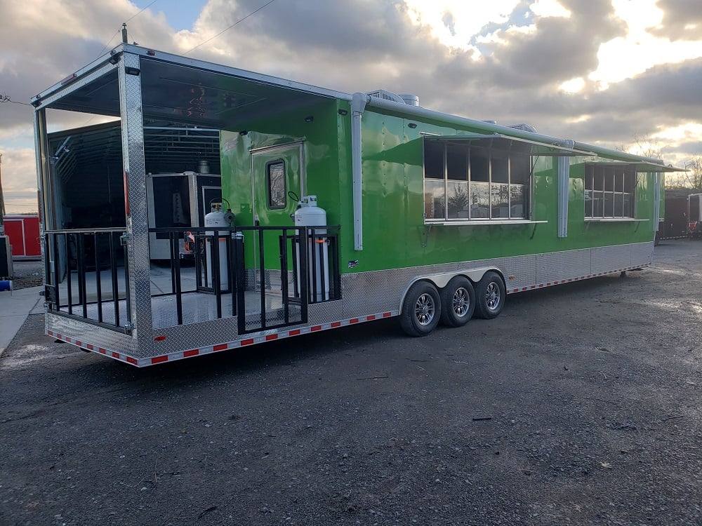 1008-8.5-x-53-lime-green-gooseneck-bbq-concession-food-trailer-with-appliances-43.jpg 8.5' x 53' Lime Green Gooseneck BBQ Concession Food Trailer with Appliances