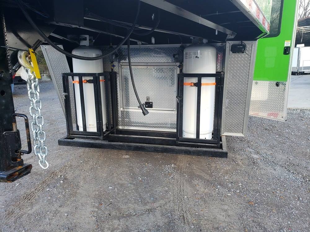 1008-8.5-x-53-lime-green-gooseneck-bbq-concession-food-trailer-with-appliances-6.jpg 8.5' x 53' Lime Green Gooseneck BBQ Concession Food Trailer with Appliances