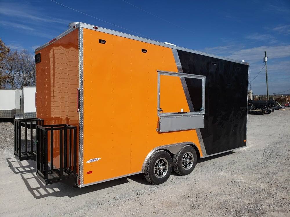 8.5x18 Black & Orange Concession Food Vending Trailer
