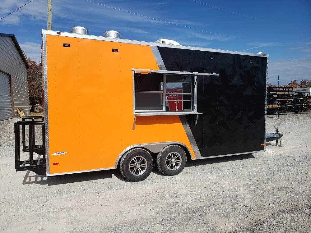 8.5x18 Black & Orange Concession Food Vending Trailer