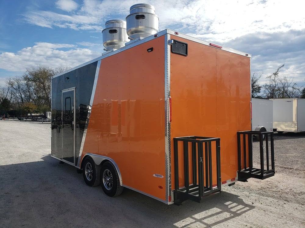 8.5x18 Black & Orange Concession Food Vending Trailer