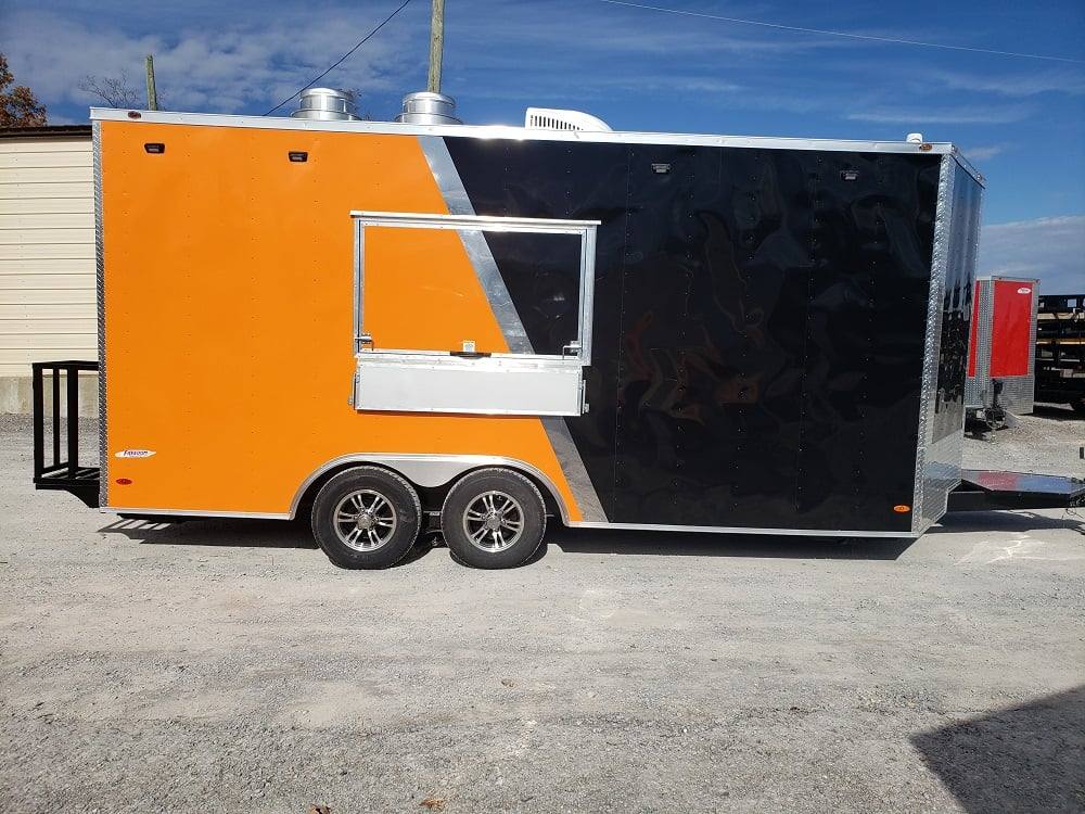 8.5x18 Black & Orange Concession Food Vending Trailer