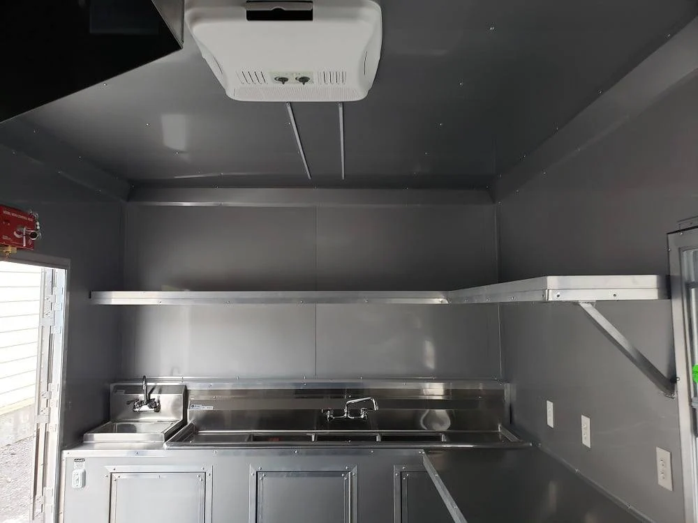 1014-8.5x18-black-orange-concession-food-vending-trailer-with-appliances-3.webp 8.5x18 Black & Orange Concession Food Vending Trailer with Appliances