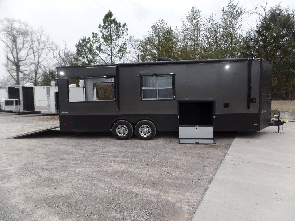 8.5x24 Charcoal Gray with Blackout Trim Pkg Food Trailer Catering Event Concession