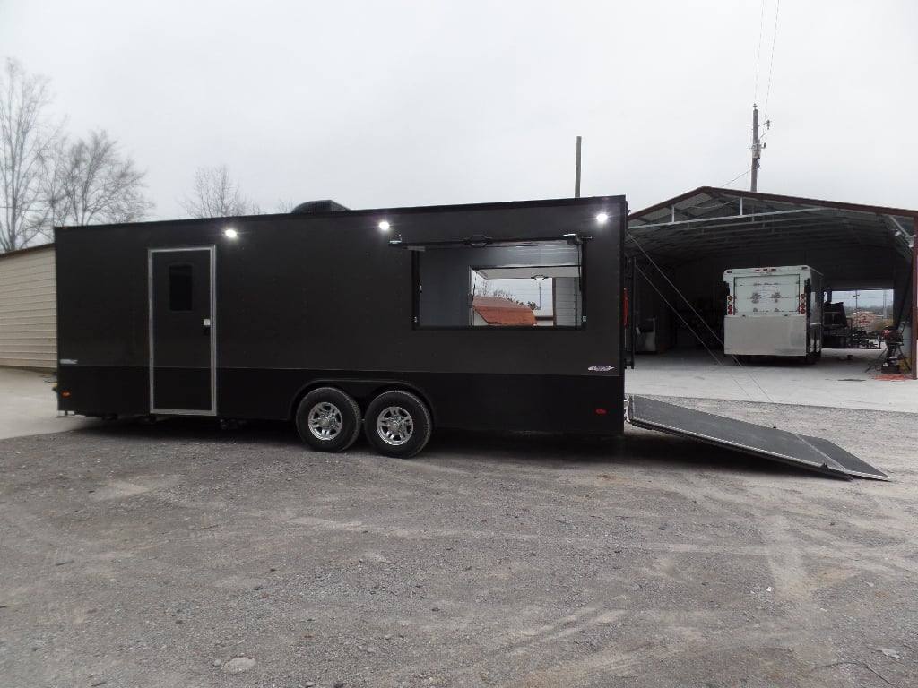 8.5x24 Charcoal Gray with Blackout Trim Pkg Food Trailer Catering Event Concession