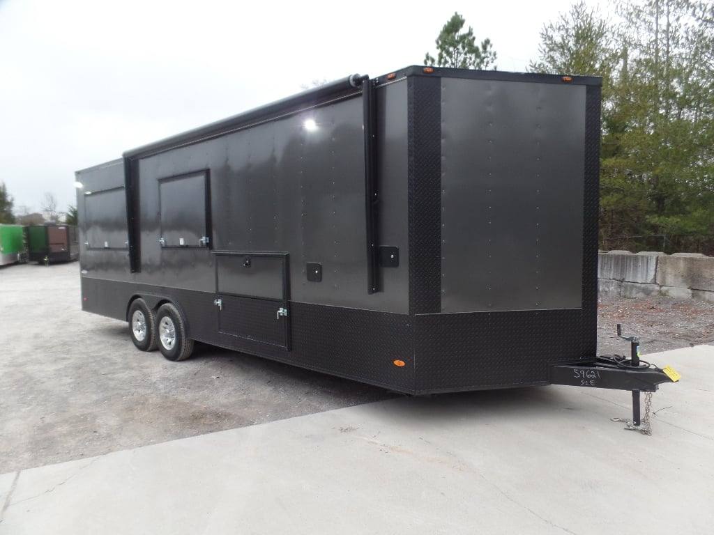 8.5x24 Charcoal Gray with Blackout Trim Pkg Food Trailer Catering Event Concession