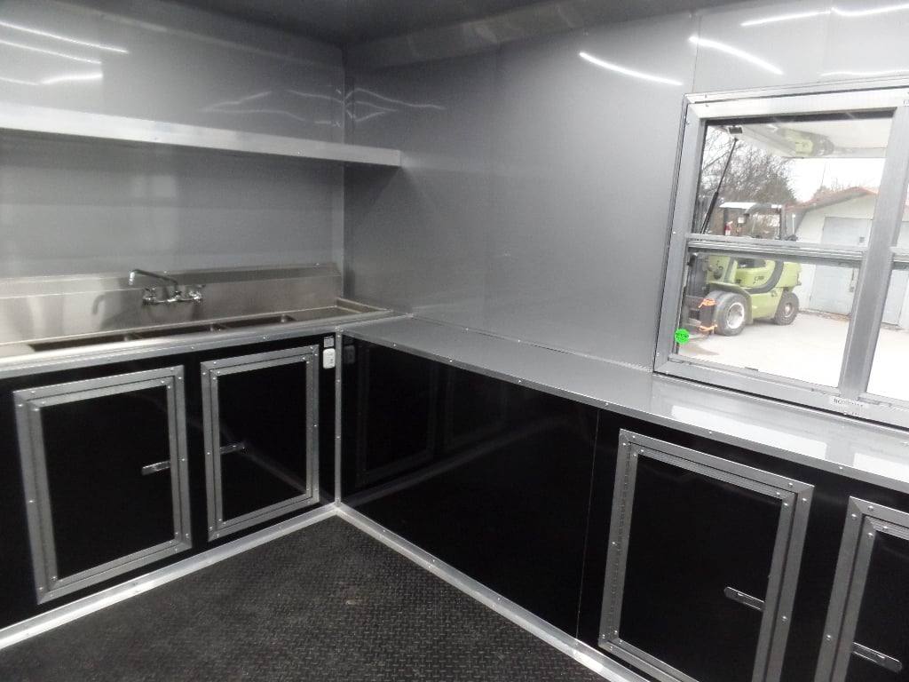 8.5x24 Charcoal Gray with Blackout Trim Pkg Food Trailer Catering Event Concession