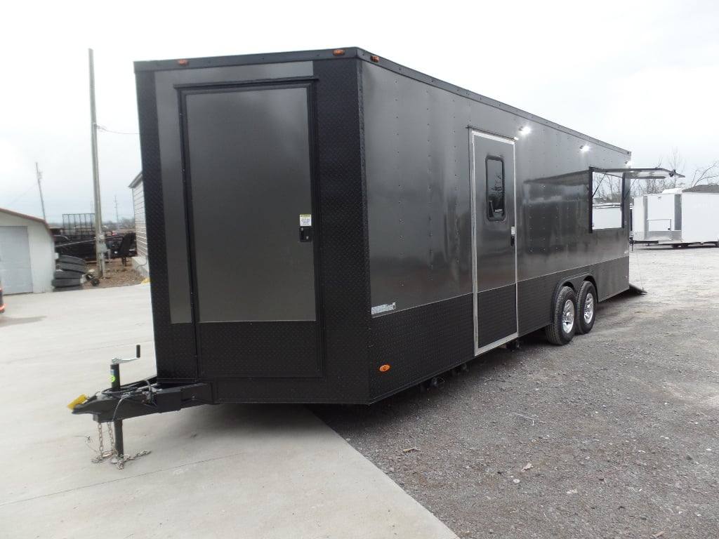 8.5x24 Charcoal Gray with Blackout Trim Pkg Food Trailer Catering Event Concession