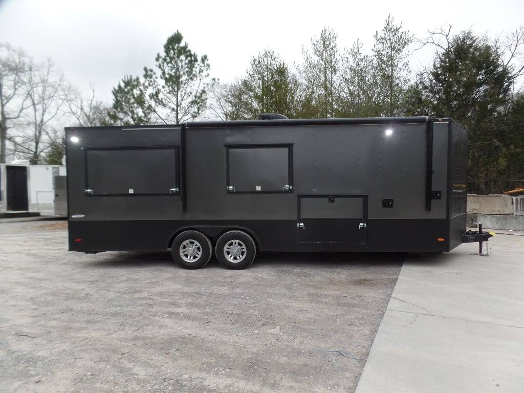 8.5x24 Charcoal Gray with Blackout Trim Pkg Food Trailer Catering Event Concession