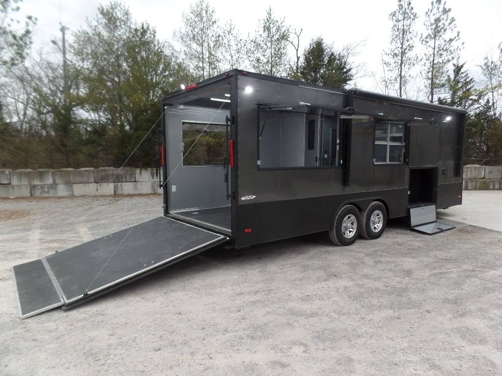 8.5x24 Charcoal Gray with Blackout Trim Pkg Food Trailer Catering Event Concession