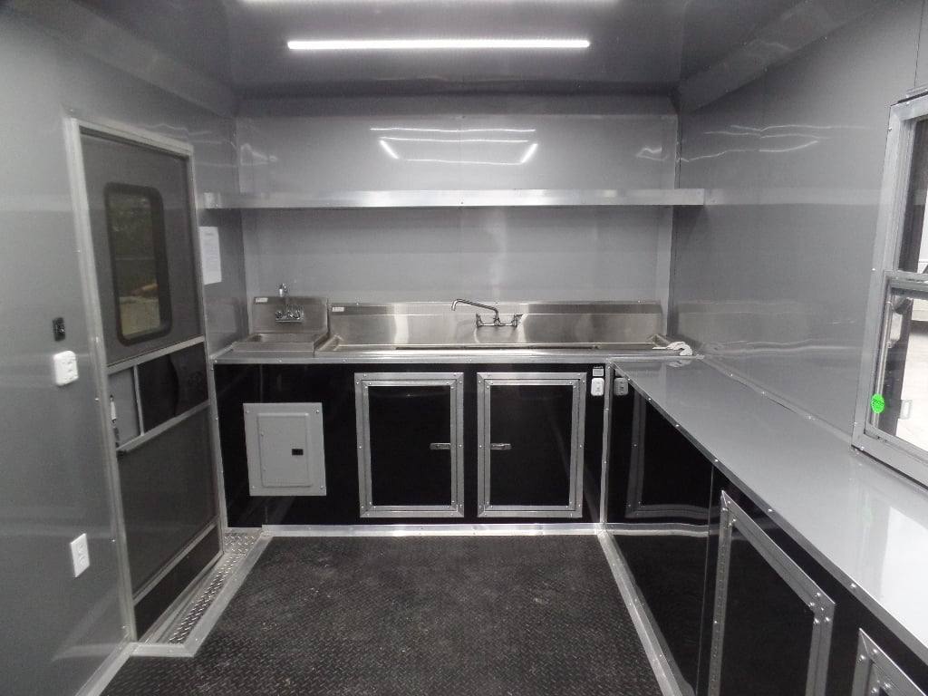 8.5x24 Charcoal Gray with Blackout Trim Pkg Food Trailer Catering Event Concession
