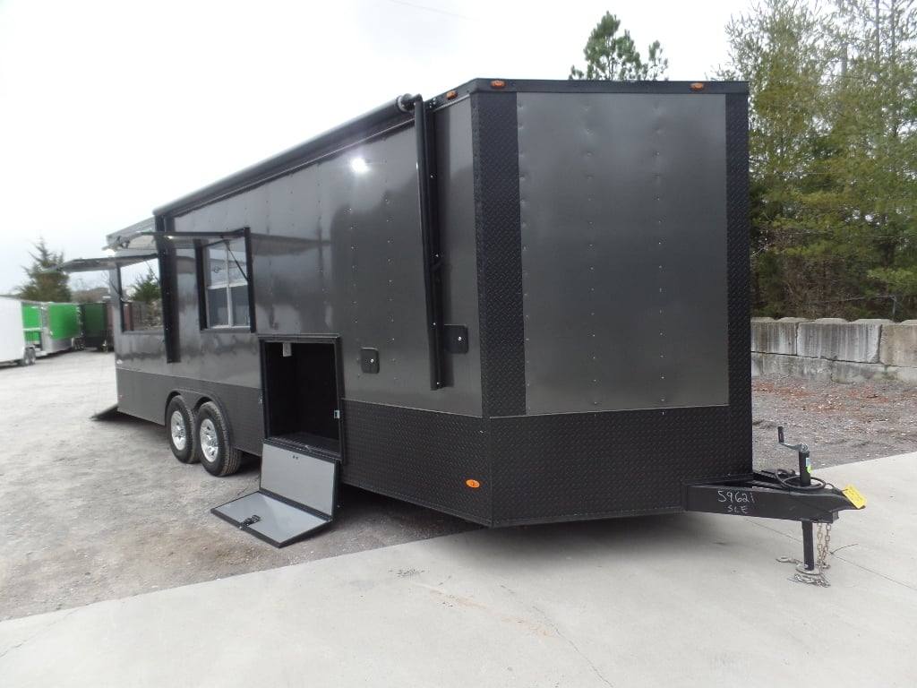 8.5x24 Charcoal Gray with Blackout Trim Pkg Food Trailer Catering Event Concession