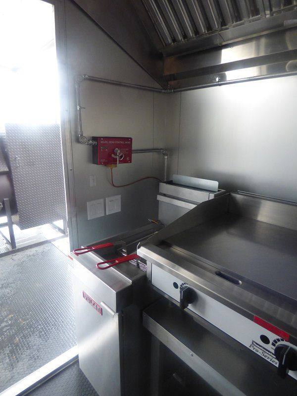 BBQ Concession Trailer 8.5' x 26' Red and Black With BBQ Smoker Porch and Restroom