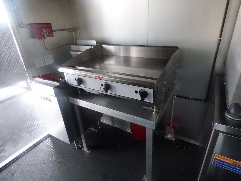 BBQ Concession Trailer 8.5' x 26' Red and Black With BBQ Smoker Porch and Restroom