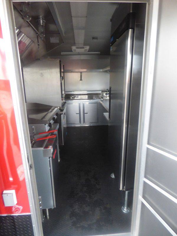 BBQ Concession Trailer 8.5' x 26' Red and Black With BBQ Smoker Porch and Restroom