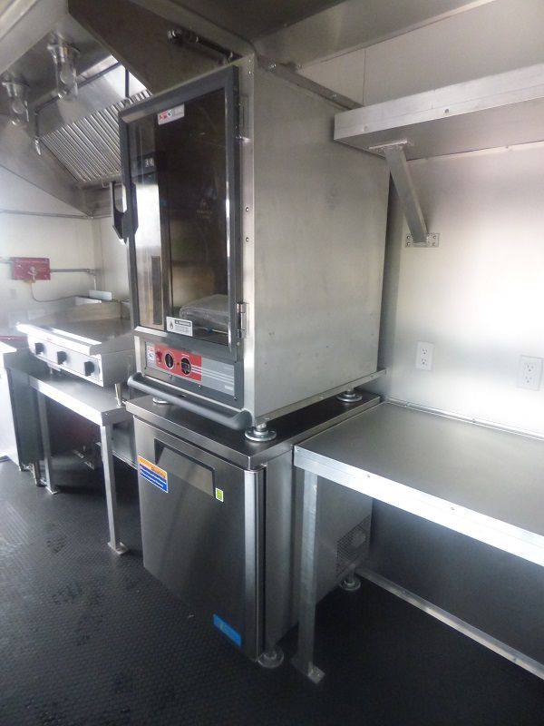 BBQ Concession Trailer 8.5' x 26' Red and Black With BBQ Smoker Porch and Restroom