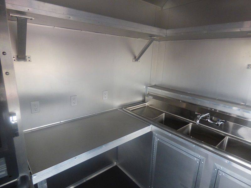 BBQ Concession Trailer 8.5' x 26' Red and Black With BBQ Smoker Porch and Restroom