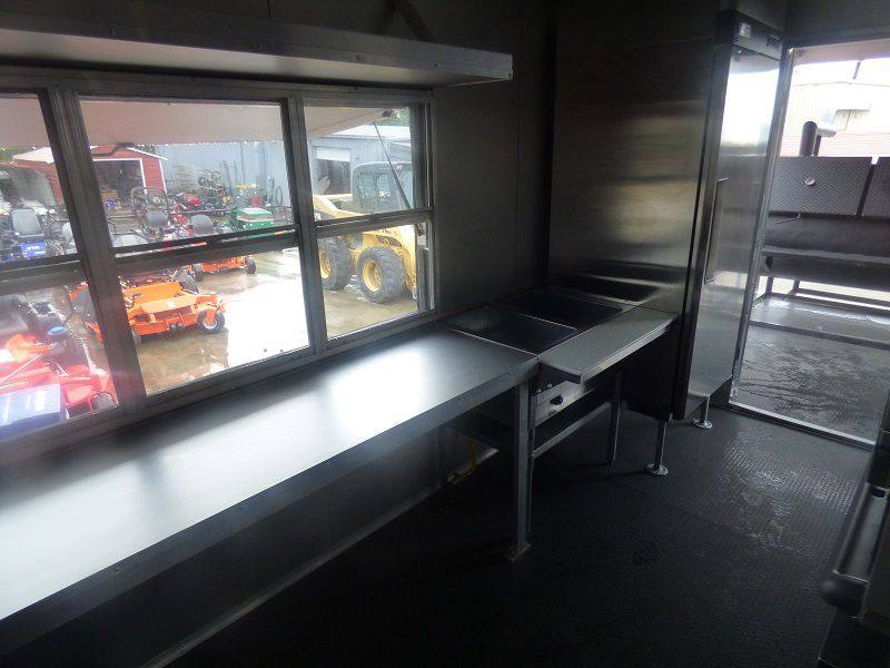 BBQ Concession Trailer 8.5' x 26' Red and Black With BBQ Smoker Porch and Restroom