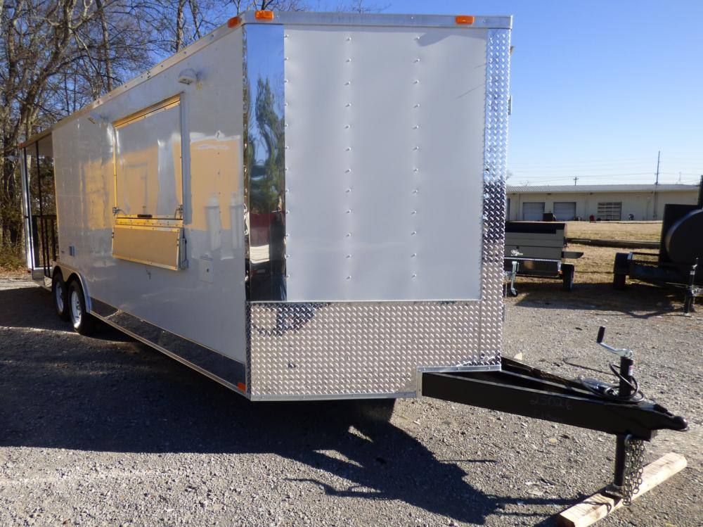 1021-bbq-concession-trailer-8.5-x24-white-smoker-event-enclosed-kitchen-10.jpg BBQ Concession Trailer 8.5'x24' White - Smoker Event Enclosed Kitchen
