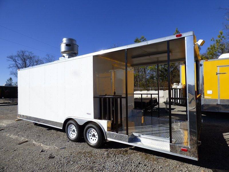 1021-bbq-concession-trailer-8.5-x24-white-smoker-event-enclosed-kitchen-11.jpg BBQ Concession Trailer 8.5'x24' White - Smoker Event Enclosed Kitchen