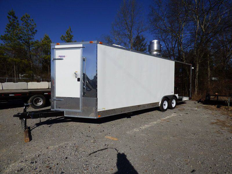 1021-bbq-concession-trailer-8.5-x24-white-smoker-event-enclosed-kitchen-12.jpg BBQ Concession Trailer 8.5'x24' White - Smoker Event Enclosed Kitchen