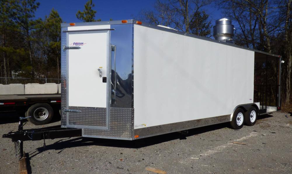 1021-bbq-concession-trailer-8.5-x24-white-smoker-event-enclosed-kitchen-15.jpg BBQ Concession Trailer 8.5'x24' White - Smoker Event Enclosed Kitchen