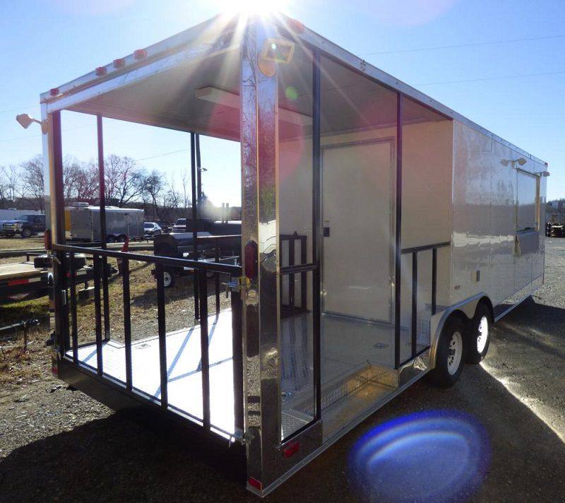 1021-bbq-concession-trailer-8.5-x24-white-smoker-event-enclosed-kitchen-4.jpg BBQ Concession Trailer 8.5'x24' White - Smoker Event Enclosed Kitchen