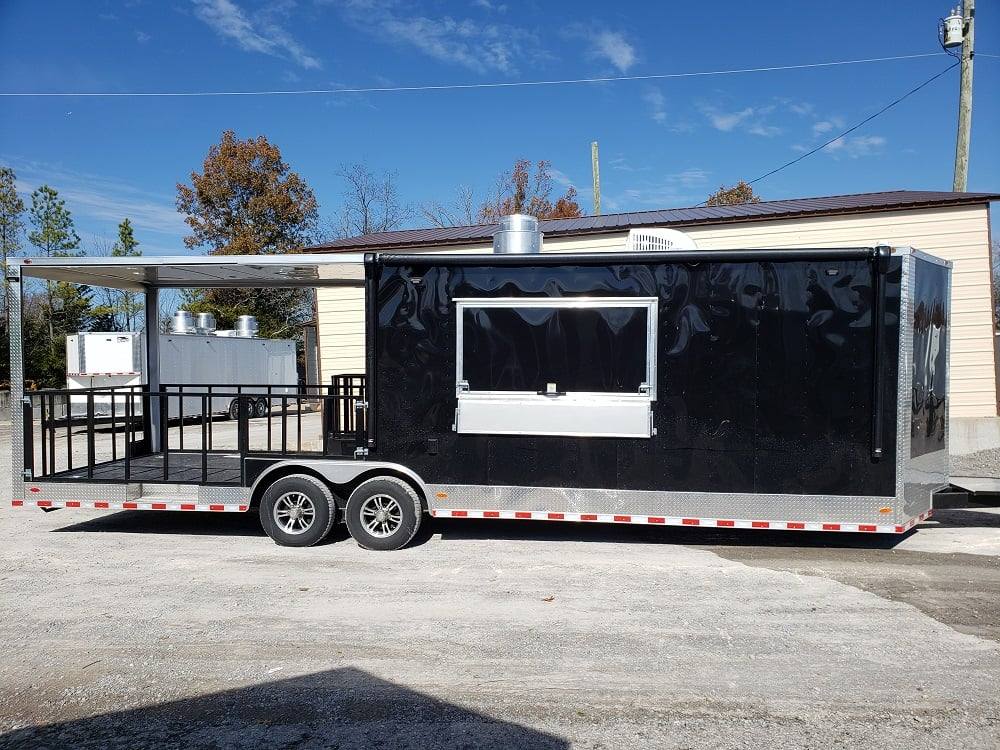 1023-black-8.5-x-28-bbq-porch-concession-food-trailer-10.jpg Black 8.5' x 28' BBQ Porch Concession Food Trailer