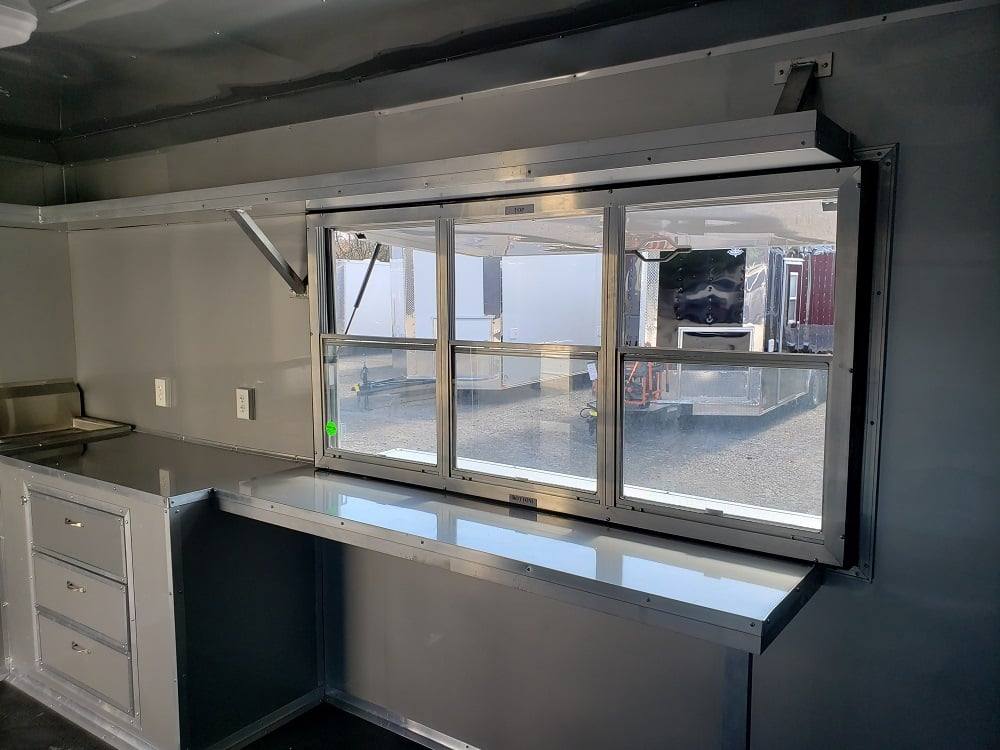 1023-black-8.5-x-28-bbq-porch-concession-food-trailer-16.jpg Black 8.5' x 28' BBQ Porch Concession Food Trailer