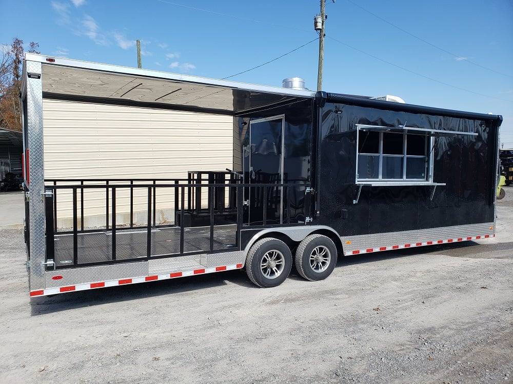 1023-black-8.5-x-28-bbq-porch-concession-food-trailer-24.jpg Black 8.5' x 28' BBQ Porch Concession Food Trailer