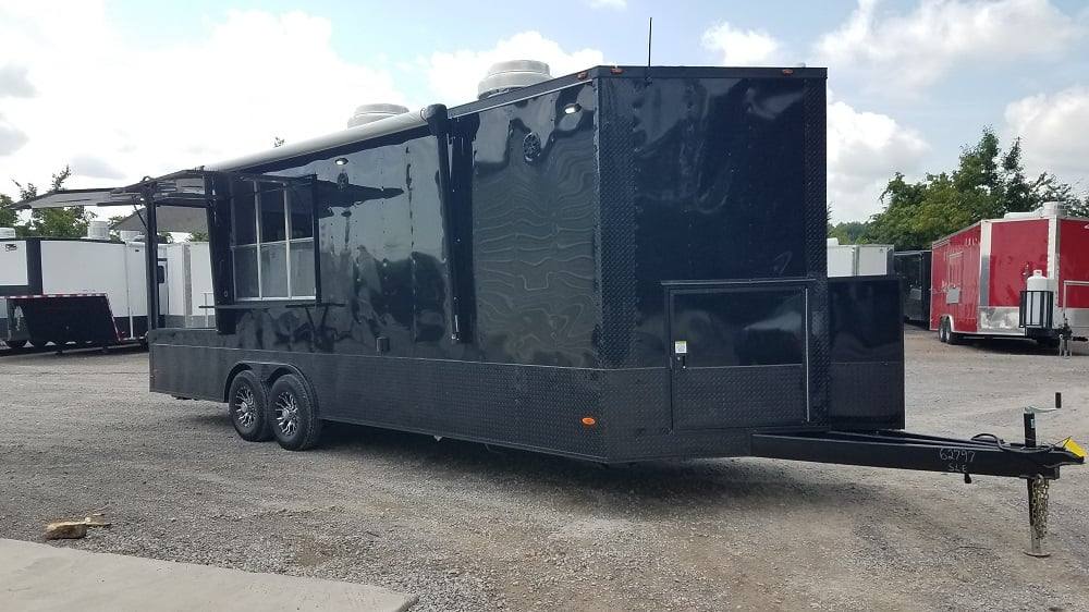 Black 8.5x25 BBQ Porch Style Concession Food Trailer