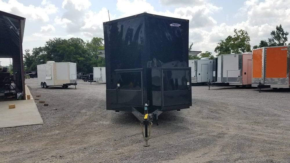 Black 8.5x25 BBQ Porch Style Concession Food Trailer