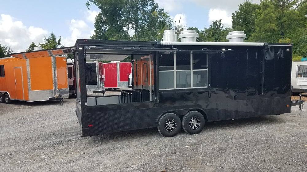 Black 8.5x25 BBQ Porch Style Concession Food Trailer