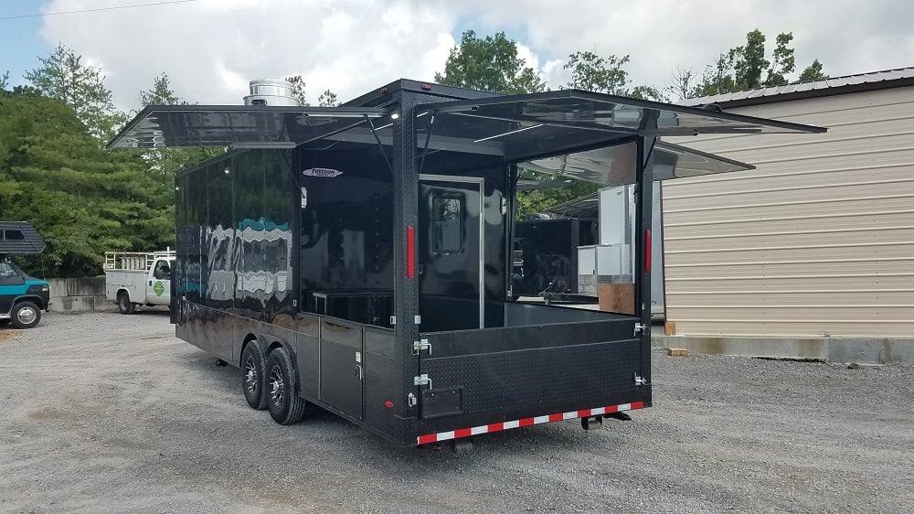 Black 8.5x25 BBQ Porch Style Concession Food Trailer