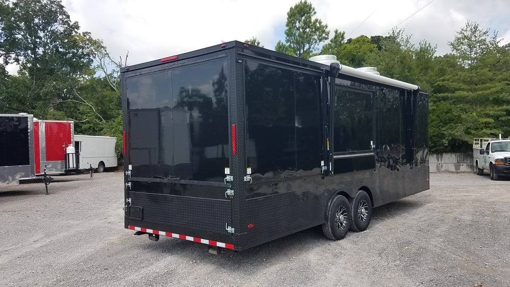Black 8.5x25 BBQ Porch Style Concession Food Trailer