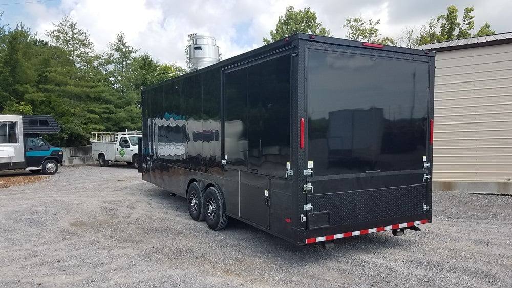 Black 8.5x25 BBQ Porch Style Concession Food Trailer